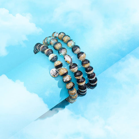 Liquorice Eclipse | .925 Sterling Silver | Lunar Glass Bracelet